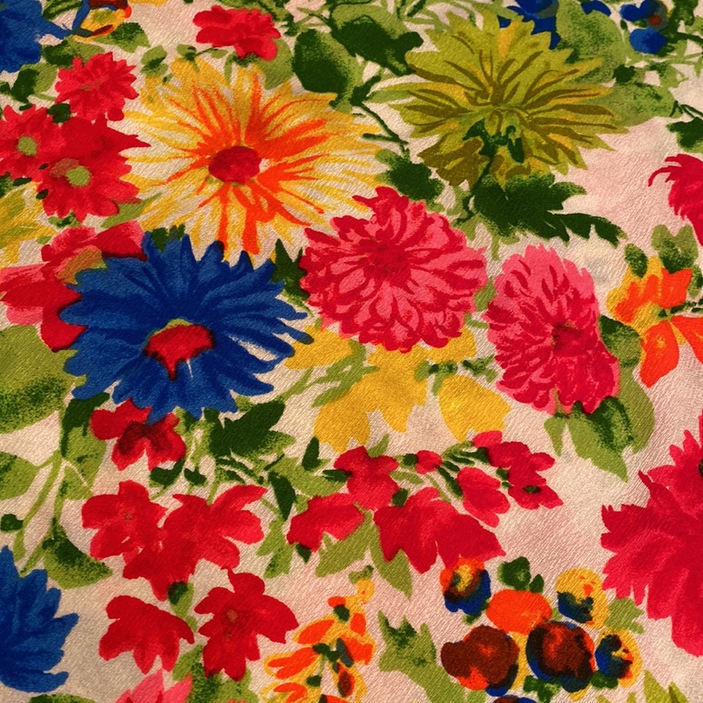 Vintage Handmade Bright Floral Maxi Skirt with Belt - Picture 7 of 7